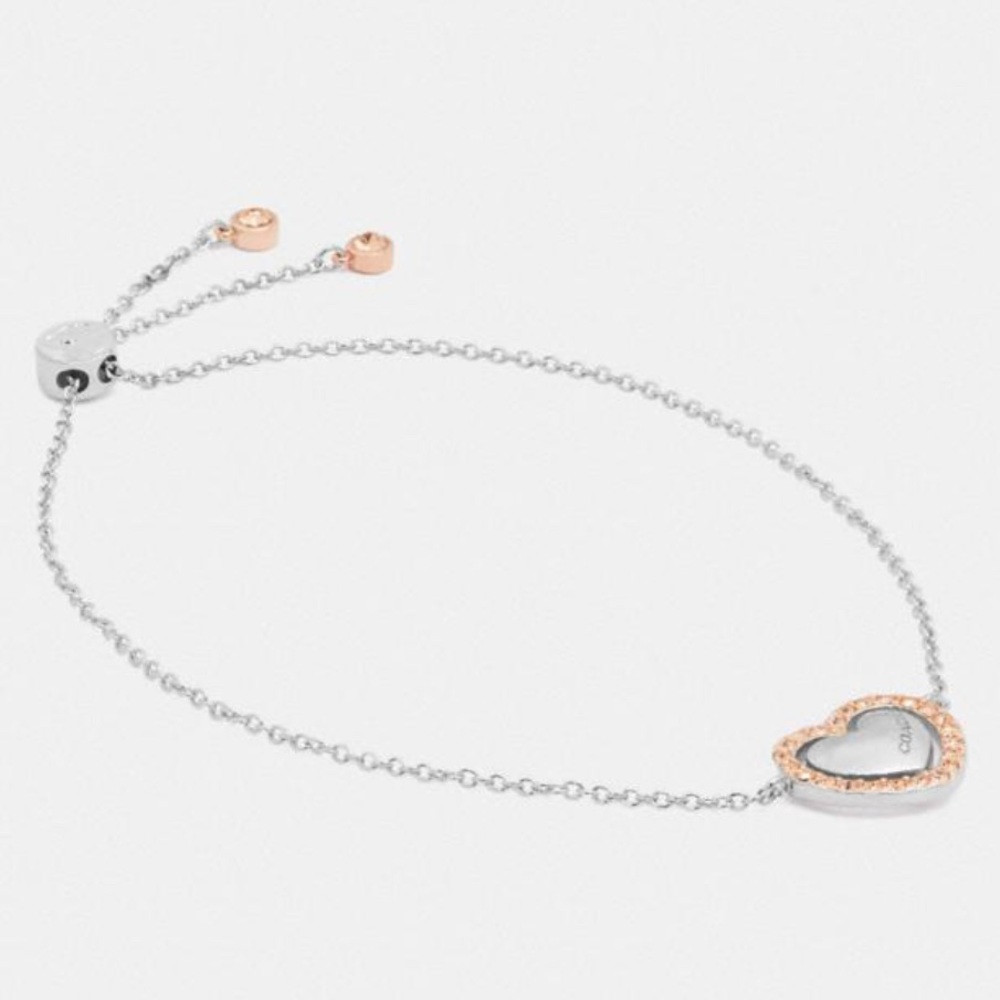Coach Halo Heart Chain Rose Gold & Silver Bracelet